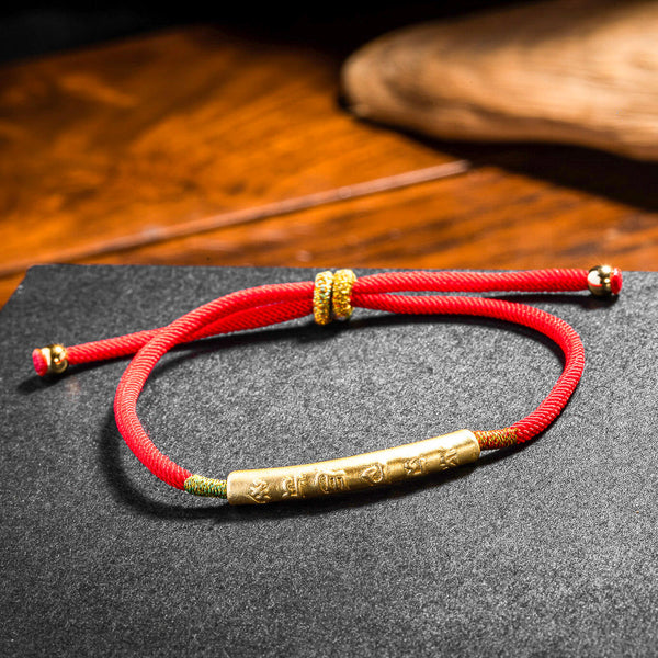 Sacred Om Tibetan Red String Bracelet – Mantra-Charged Luck & Protection