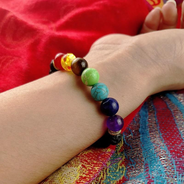 AuraFlow 7 Chakra Essential Oil Bracelet - Healing & On-the-Go Aromatherapy