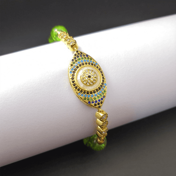 Prosperity Shield Peridot Bracelet - Wealth Attraction & Evil Eye Defense
