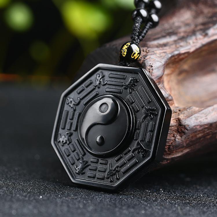ShadowGuard Obsidian Bagua Necklace – Yin Yang Protection Amulet