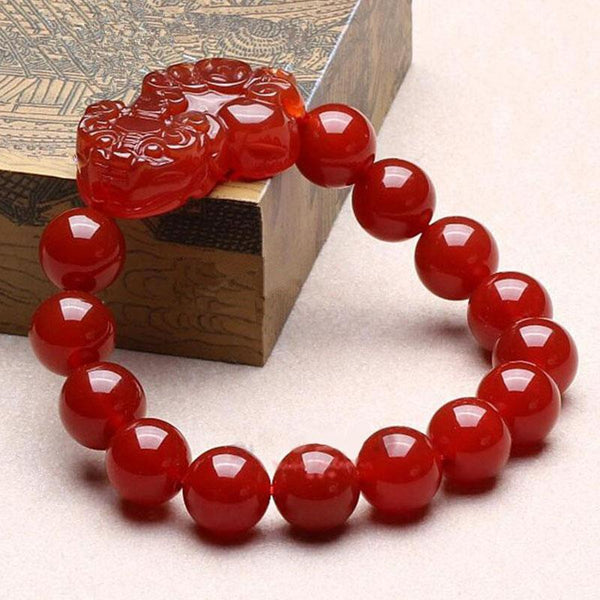 Wealth Guardian Red Agate Bracelet - Feng Shui Money Shield & Clarity