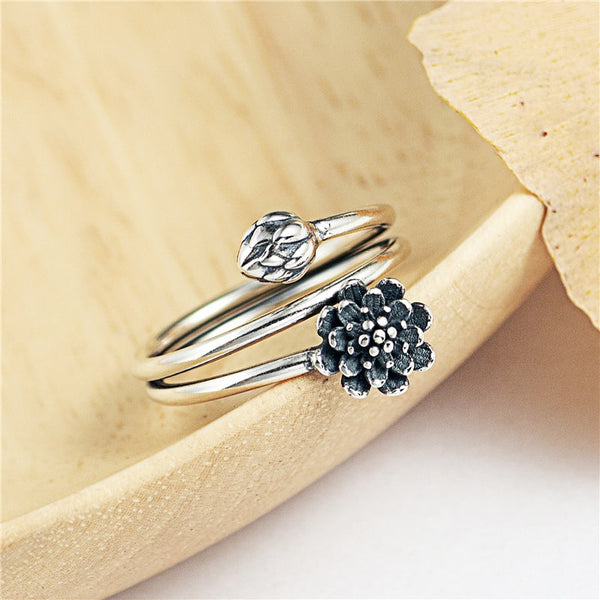 Eternal Bloom Triple Lotus Ring – Symbol of Inner Radiance & Grace