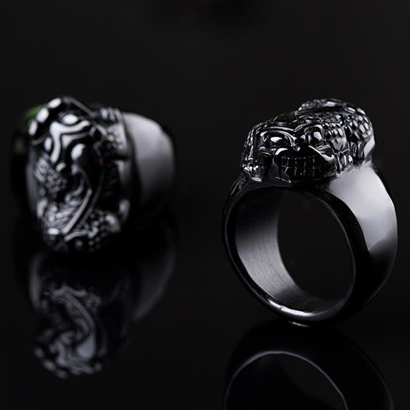 Buddha Stones FengShui PiXiu Black Obsidian Strength Ring